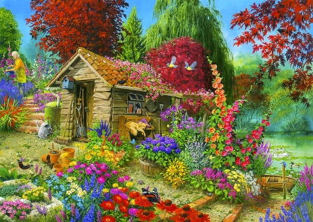 Grandmothers garden - colorful, beautiful, garden, splendor, color, peaceful, flower, grandmother