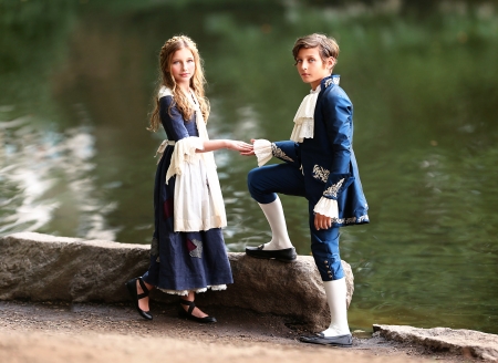 Children - boy, white, costume, blue, girl, children, copil, couple