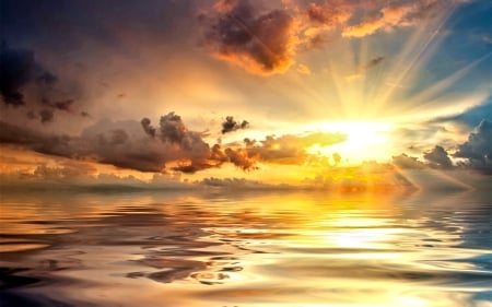 Ocean Sunrise - nature, ocean, sunrise, sea