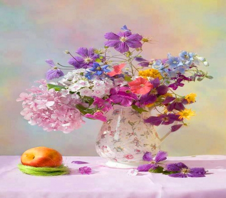 Wild and beautiful - flowers, apple, vase, wild