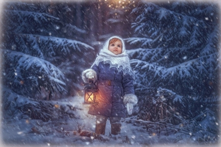 ♥ - abstract, winter, lanter, child