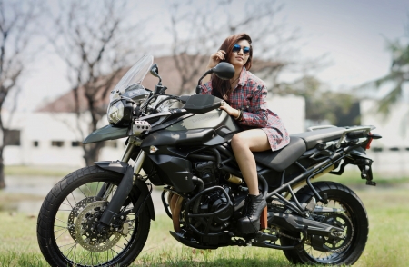 Beauty - woman, beauty, girl, motorcycle, model