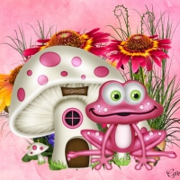 PINK FROG IN GARDEN