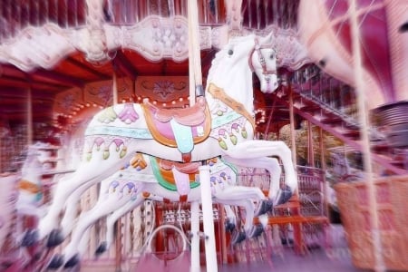 âœ¿âŠ±â€¢â•®Carousel Horsesâ•­â€¢âŠ°âœ¿ - attractions in dreams, amusement parks, photography, paris, chic, love four seasons, pink, carousel horses, beloved valentines, lovely still life