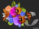 PANSIES AND BUTTERFLIES