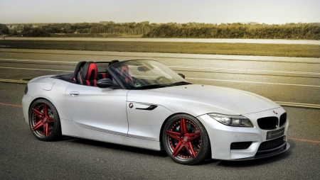 BMW Z4 Red Carbonic by Carlex Design - red rims, roadster, silver, beamer