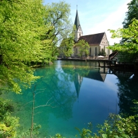 Church on the shore of the pond