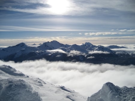 High in the mountains - cirrus, mountains, peaks, clouds