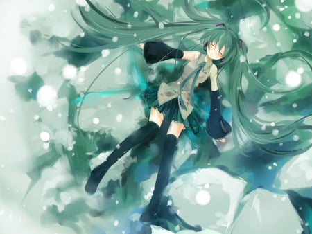 Miku Hastume  - vocaloid, miku, beautiful, sleepy