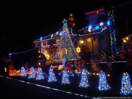 Christmas Lights - lights, decorations, house, abstract, christmas