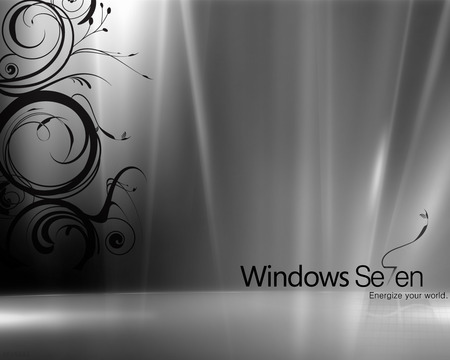 windows 7 - black, windows 7, vines, gray