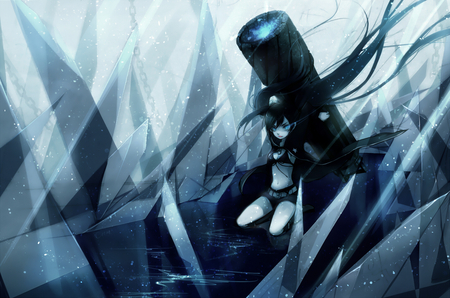 Cool as Ice - black rock shooter, anime, glowing eyes, icicle