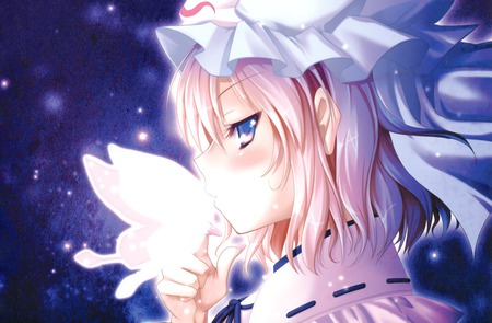 Kiss of the Butterfly - mystic, touhou, butterfly, magic, anime, mahou, saigyouji yuyuko