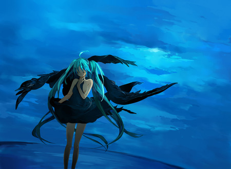 Black Wings - beauty, hatsune miku, vocaloid, song, anime, darkness