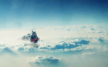 THE TRAIN - clouds, train, fantasy photoshop, manipulation, digital, photo