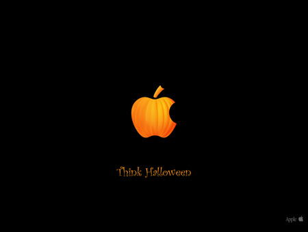 Pumpkin Apple-Think Halloween - apple, techology, computer, halloween, orange, pumpkin