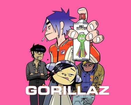 Gorillaz - russel, 2d, gorillaz, murdoc, noodle