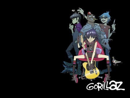 Gorillaz - noodle, russel, murdoc, gorillaz, 2d