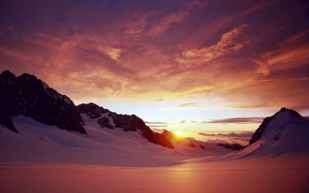 Beautiful Sunset - winter, sunset, landscape, mountain