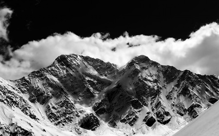 Awesome Mountain - clouds, ice, winter, nature, snow, summit, mountain, rocks