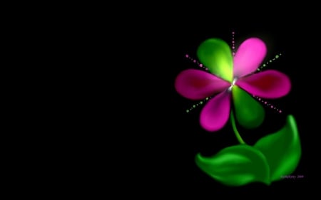 Daisy Pink & Green - fractal, daisy, black, fantasy, cg, fractals, pink, 3d, green, colors, color, flower