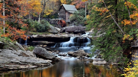 River flow - cottage, nature, forest, river