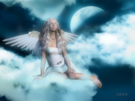 Angelic Dreamer - wings, angel, clouds, heaven