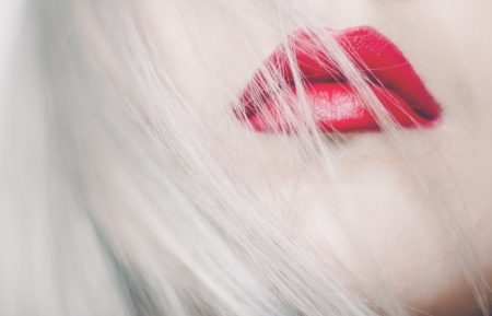 Red lipstick - red, mouth, lips, blonde, hair, girl, lipstick, woman