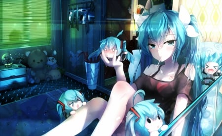 Miku ~~~~ - nice, beauty, female, hot, anime girl, miku hatsune, pretty, anime, miku, cute, hatsune miku, sexy, girl, adorable, chibi, long hair, lovely, hatsune, vocaloids, kawaii, vocaloid, beautiful, sweet, green hair