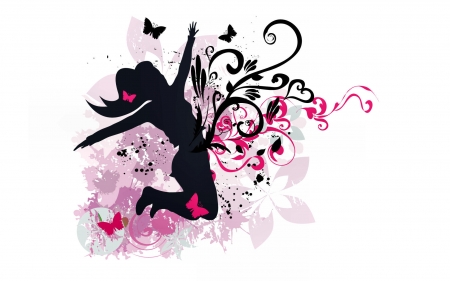 Dance With Butterflies  - abstract, butterflies, artwork, beautiful, wide screen, illustration, painting, dance, art