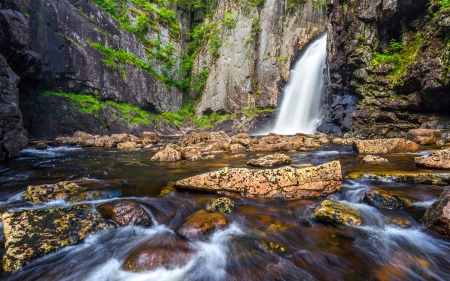 Trollfoss(Waterfall), Svarstad, Norway - waterfall, nature, rocks, norway