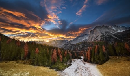 The Aravis Mountain Range - france, aravis, sky, mountains, view, the aravis mountain range, trees, nature