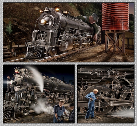 Maintenance - crew, passion, train, steam, vintage