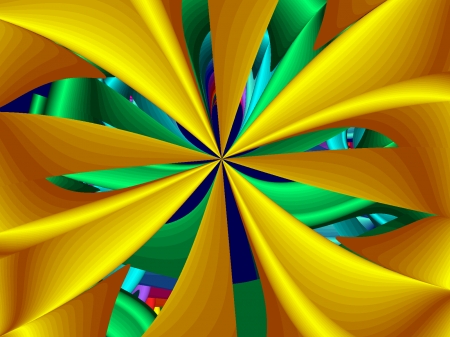 Yellow-Green Windmill  - abstract, fractals, yellow, 3d, green, mbf