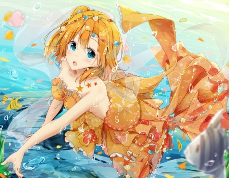 Anime Girl - yellow, anime, girl, cute