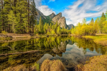 Tranquility - sky, lake, trees, landscape, mountain, serenity, reflection, forest, tranquil, mirror