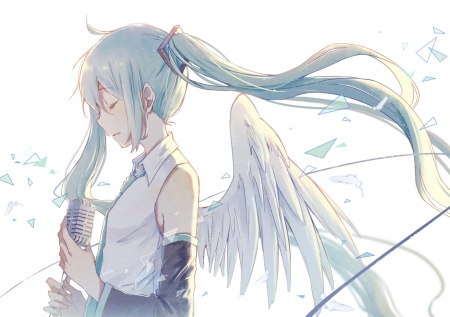 33 - anime, miku, blue, angel, hair