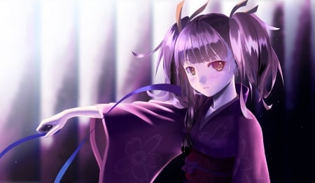 Mumei - purple, nishiro ryoujin, mumei, kimono, anime, girl, japanese, manga