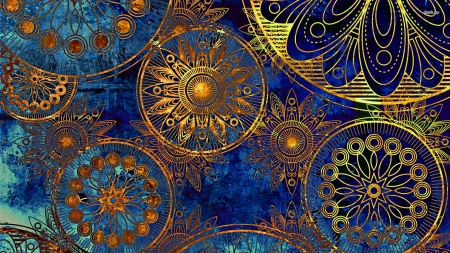 bohemian modern design - stars, bohemian, circles, design, gold, abstract, modern, art, blue, bold