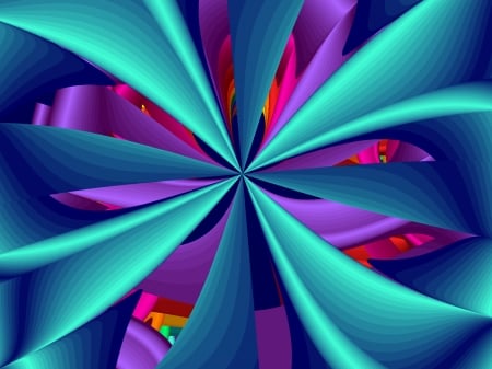 Cyan Windmill  - abstract, purple, blue, fractals, MBF