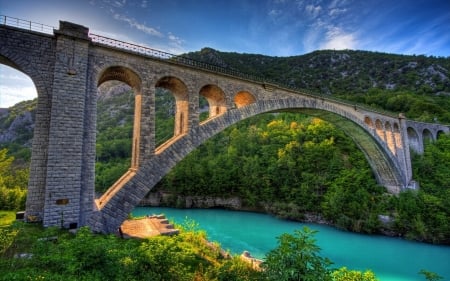 Bridge - river, nature, Bridge, architecture, tree