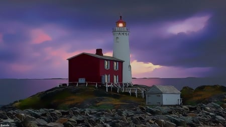 twilight lighthouse - architecture, twilight, lighthouse, wallpaper