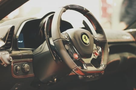 Ferrari - auto, car, interior, ferrari