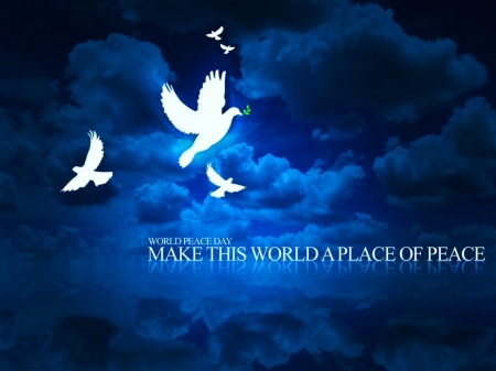 Peace day - celebration, blue, dove, peace