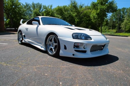 Toyota Supra - street, trees, car, tuner, road, auto, Toyota, Supra