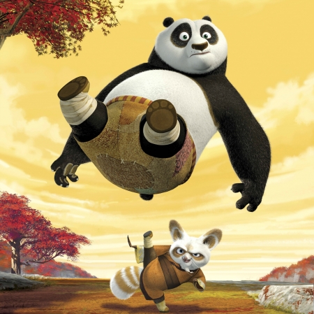 Kung Fu Panda - white, kung fu panda, yellow, movie, funny, animation, black