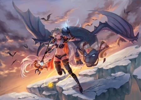 Xingchen - xingchen, vocaloid china, anime, girl, blue, manga, fantasy, orange, dragon