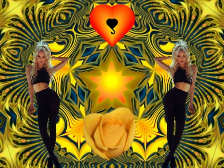 Yellow and Black 5 - fractal, abstract, collage, 3d, eye candy