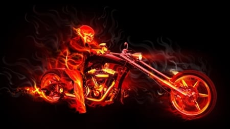 â˜  â˜  â˜  - skull, flame, fantasy, rider