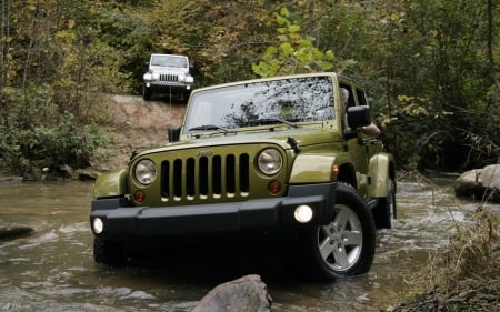 Jeep - stream, water, jeep, dirt, auto, outdoors, rocks, nature, car, jungle, off road, river, off roading